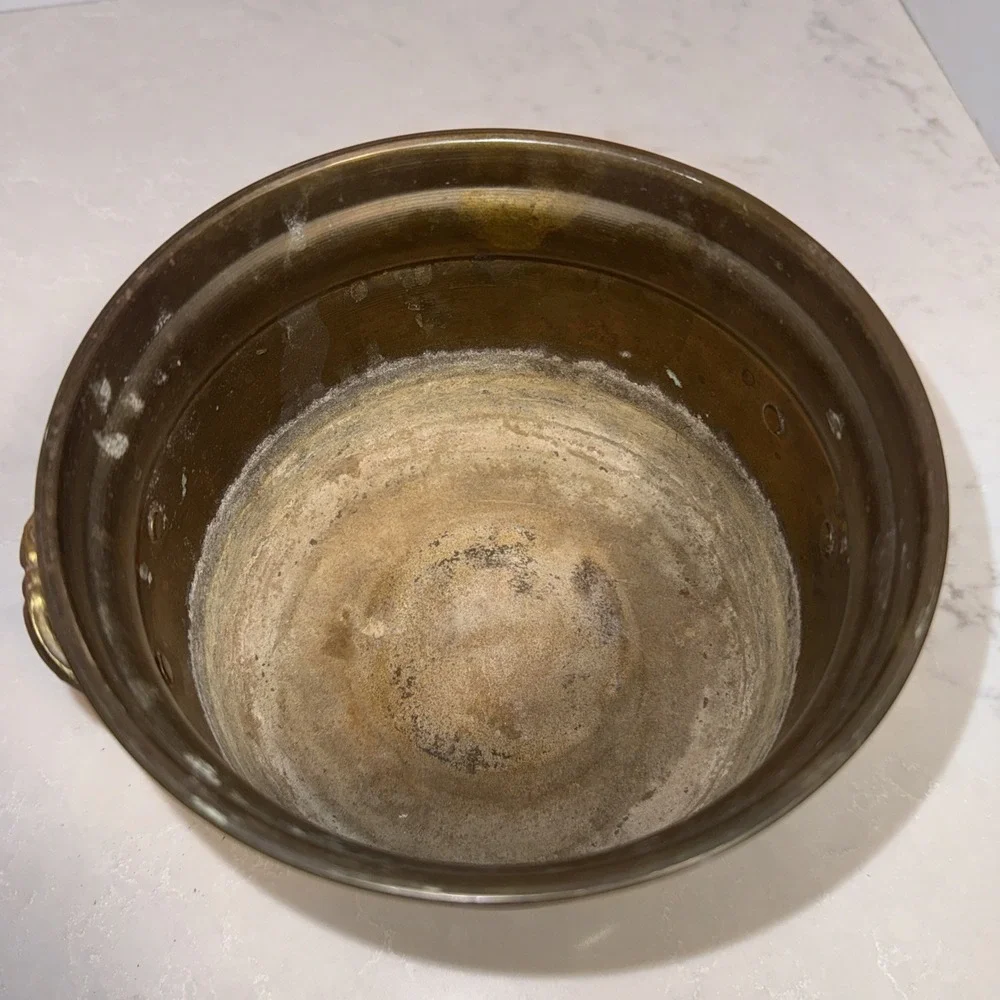 VTG Brass Cauldron Footed Gothic Romance Planter 7